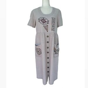 Vintage Positive Attitude Linen Midi Dress